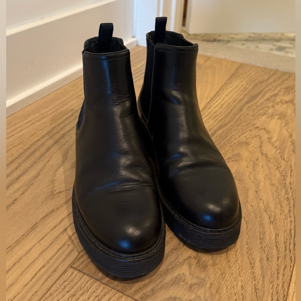 Prada Black Leather Ankle Boots